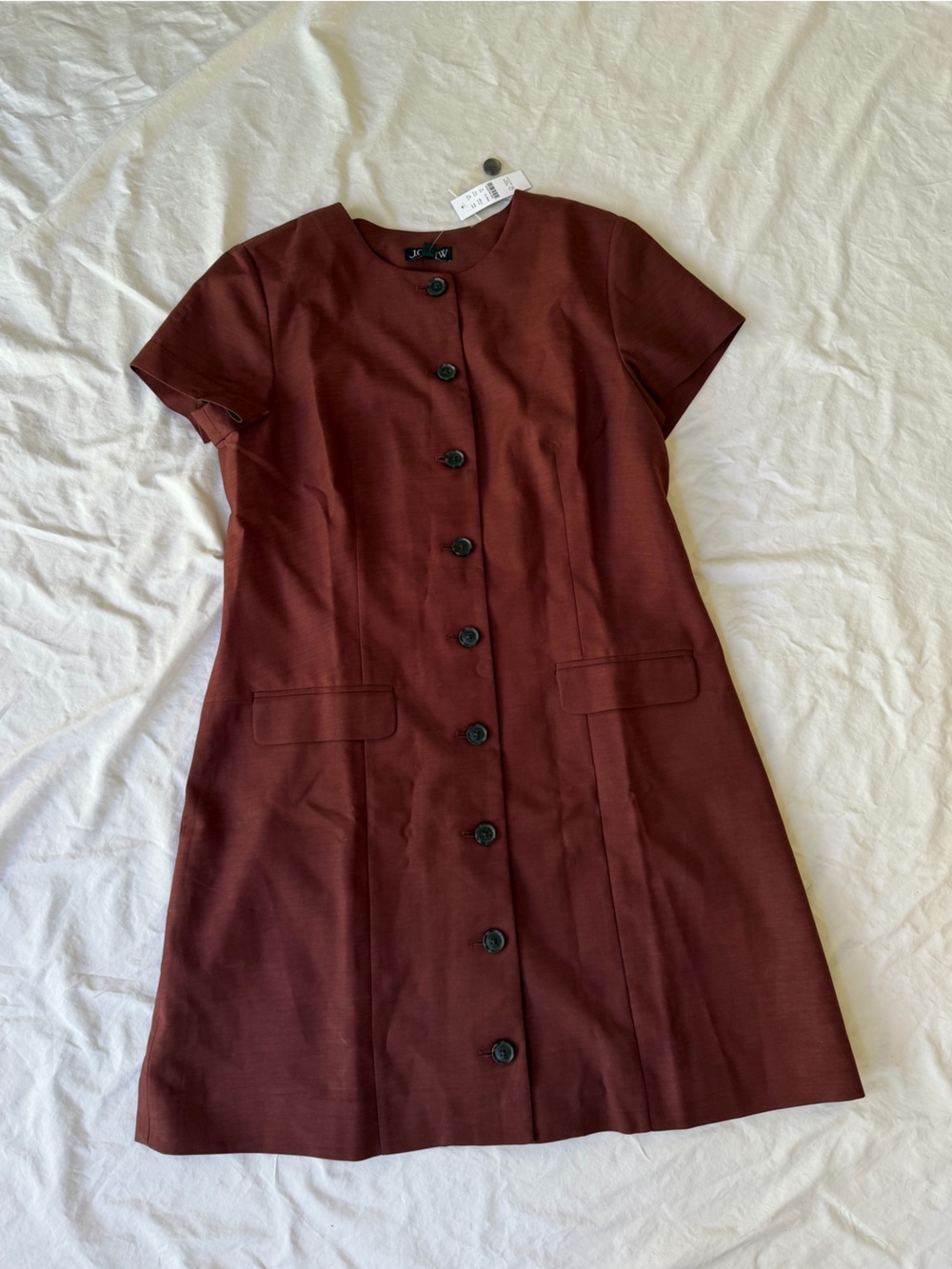J. Crew Rust Short-Sleeve Button-Front Mini Dress - Picture 2 of 7
